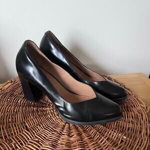 Clarks Artisan Kadri Leah Leather Pumps Black Comfort Work Women’s 9.5
